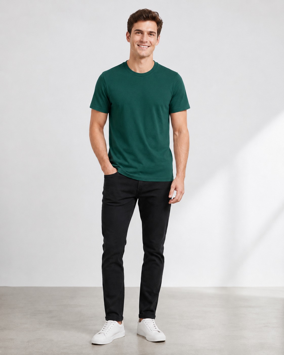 100% Cotton Plain T-Shirt – Forest Green